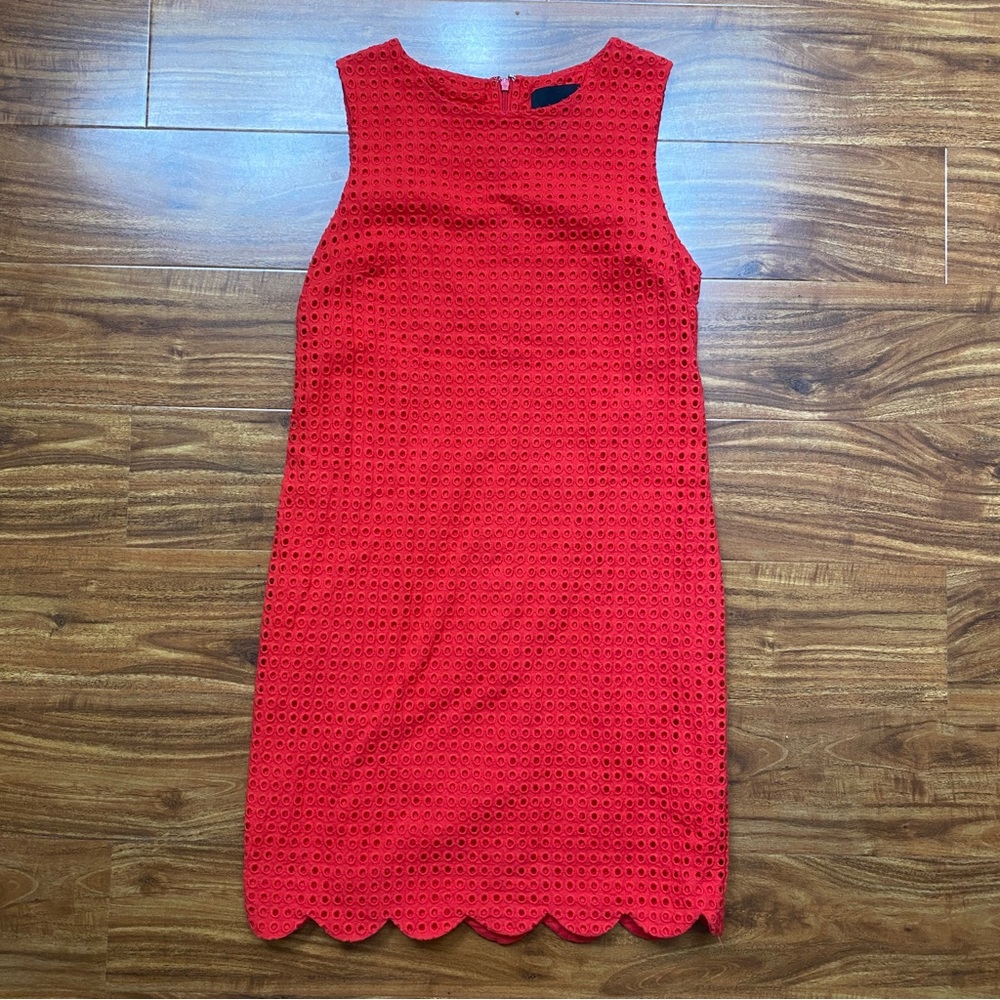 Cynthia Rowley Women's Watermelon Eyelet Cotton Sleeveless Shift Dress Size 2
